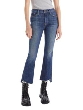 MOTHER The Insider Crop Step Fray Hem High-Rise Jeans Blue Sz 28